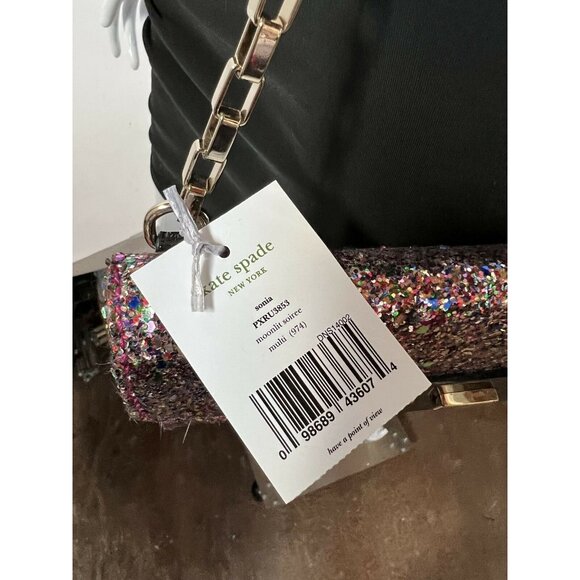Kate Spade New York Womens Sonia Crossbody Bag Multicolor Flap Chain Glitter S - Picture 6 of 12